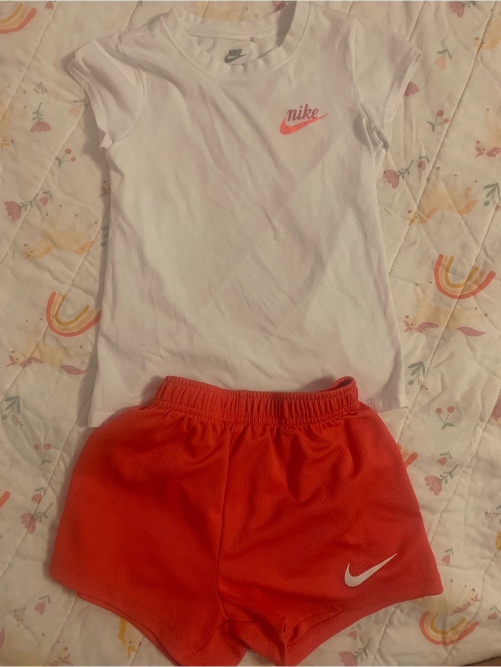 Nike White Tee with Hot Pink Athletic Shorts